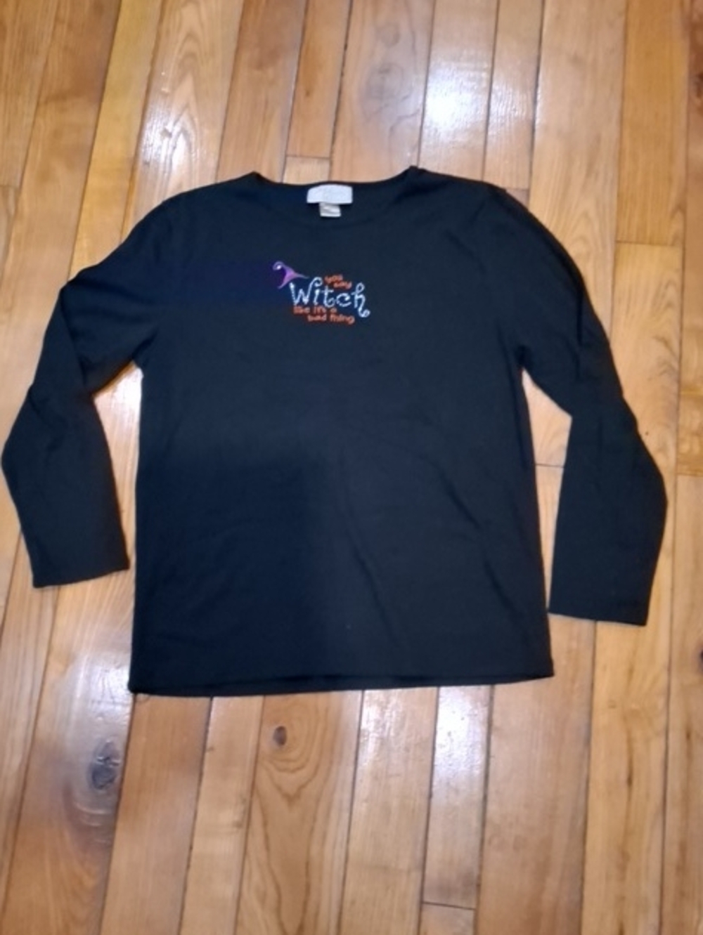 Girls Black 'Witch' Graphic Long-Sleeve Tee